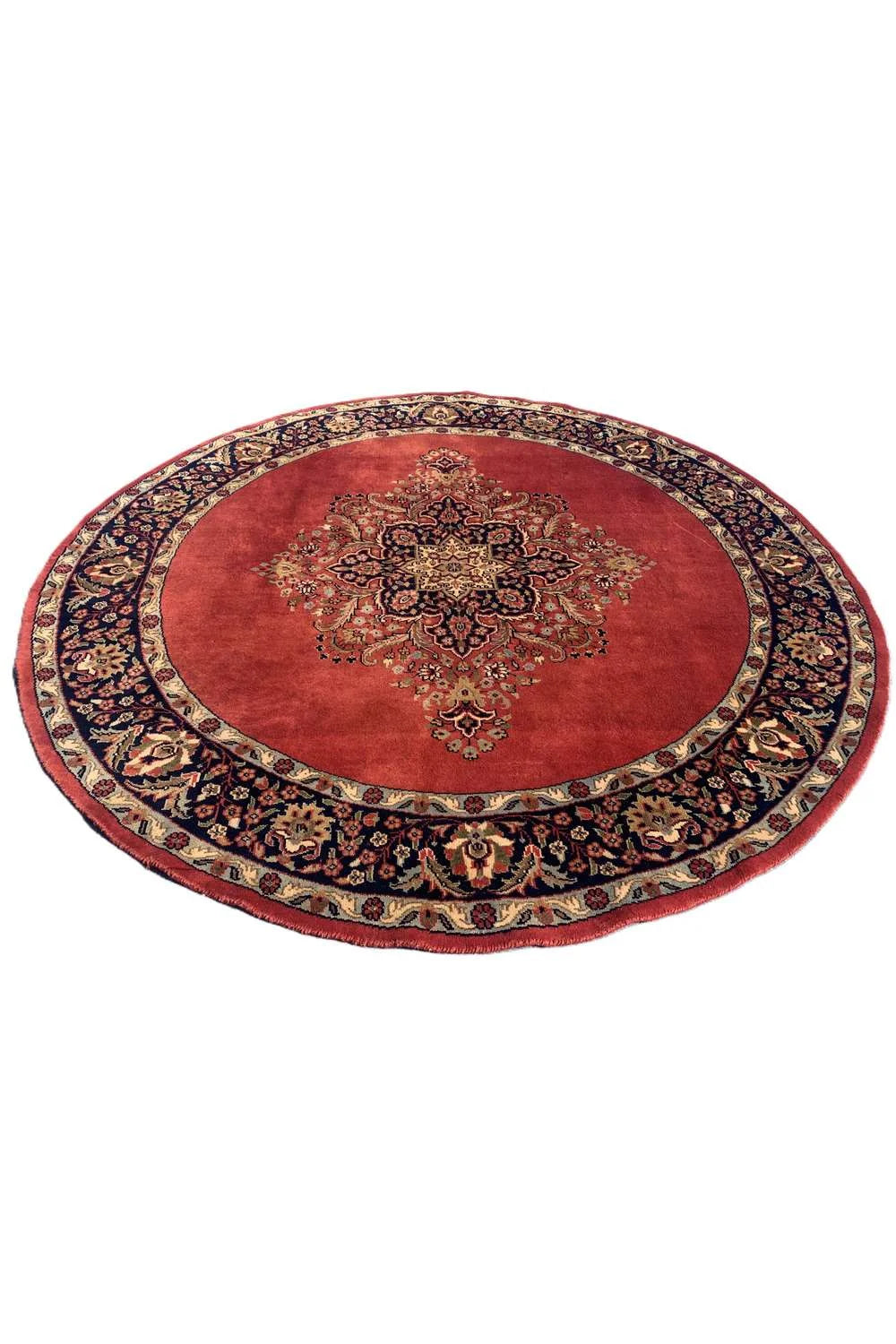 Amazing Hand Knotted Vintage Tabreez Round Wool Area Rug 6.5 x 6.5 Ft