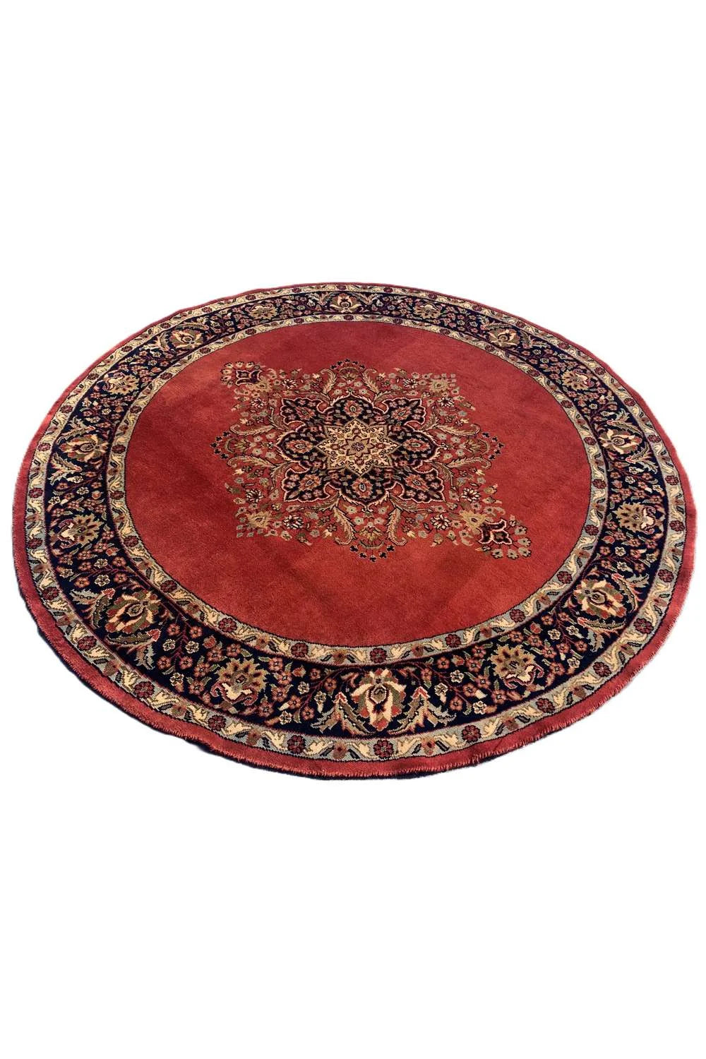 Amazing Hand Knotted Vintage Tabreez Round Wool Area Rug 6.5 x 6.5 Ft