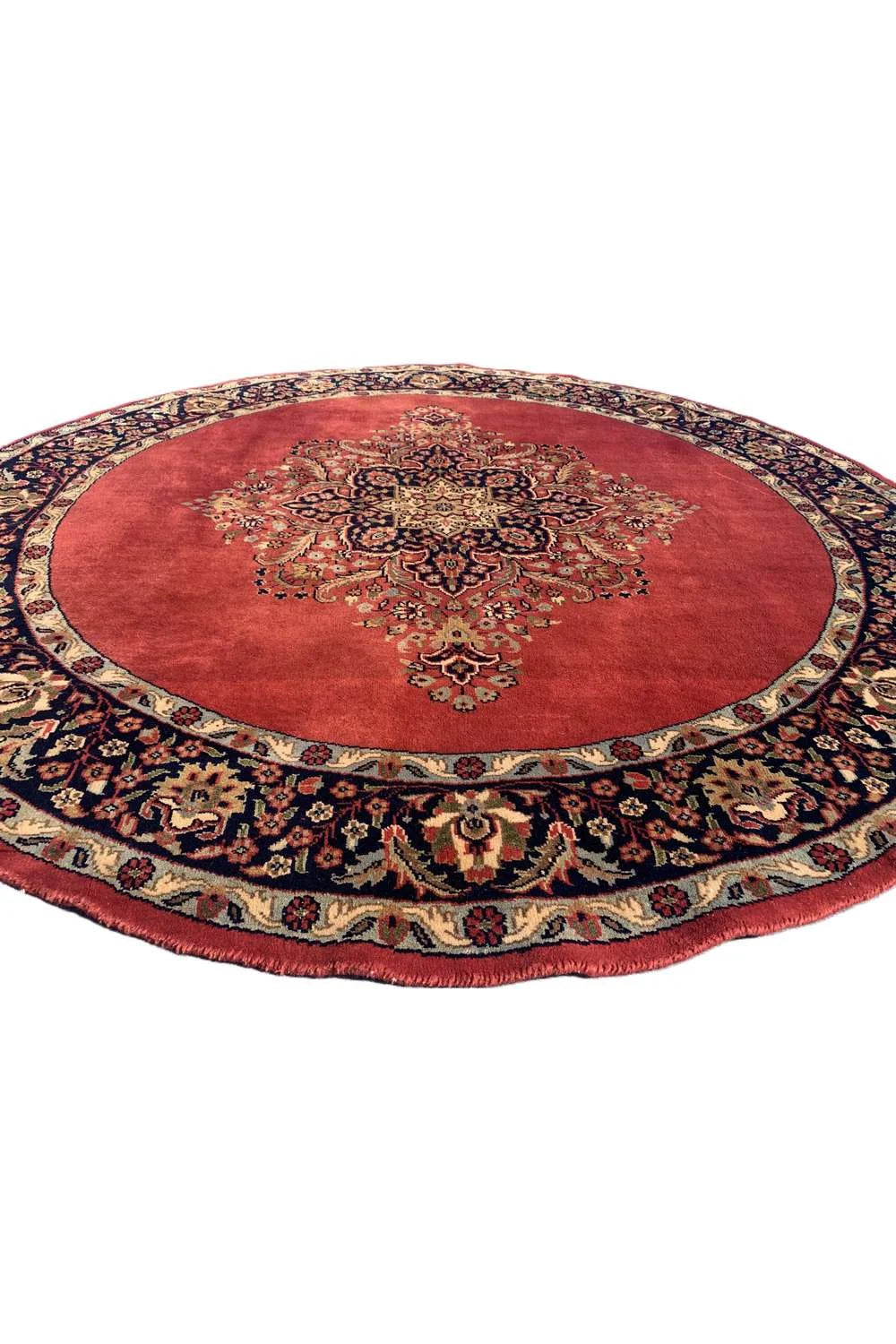 Amazing Hand Knotted Vintage Tabreez Round Wool Area Rug 6.5 x 6.5 Ft