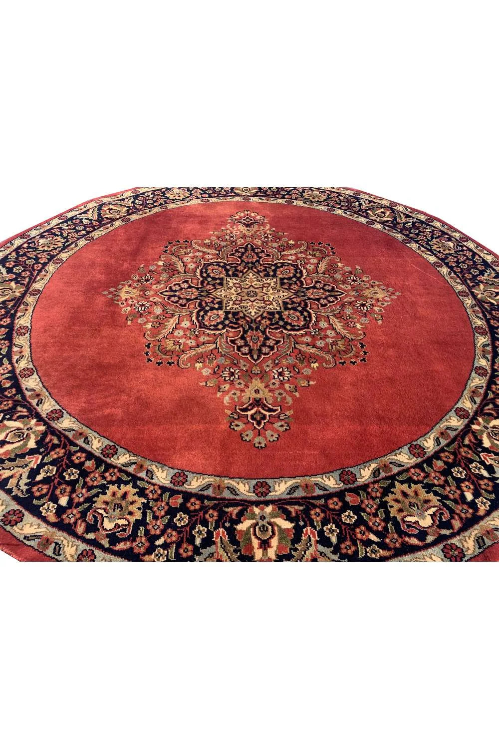 Amazing Hand Knotted Vintage Tabreez Round Wool Area Rug 6.5 x 6.5 Ft