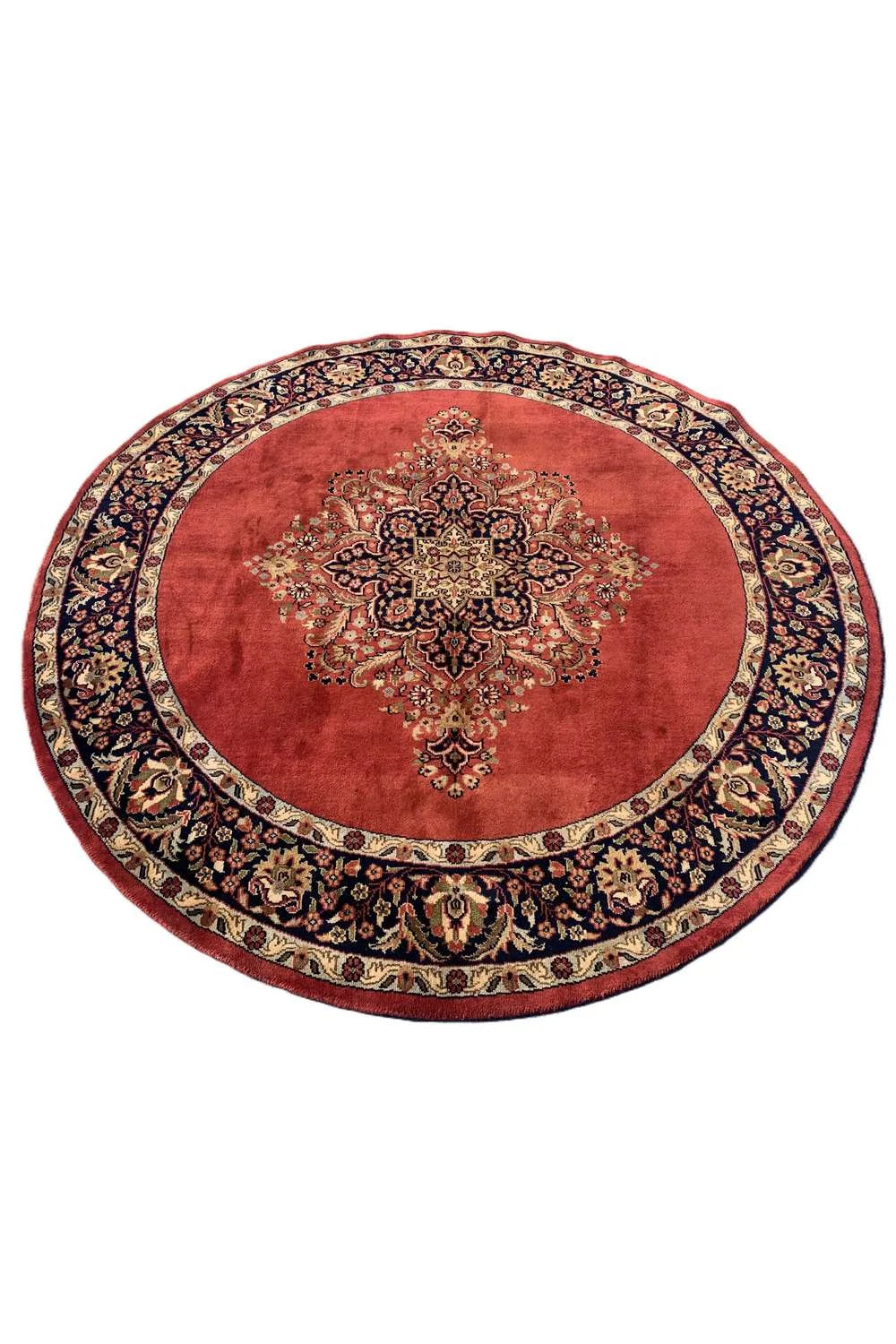 Amazing Hand Knotted Vintage Tabreez Round Wool Area Rug 6.5 x 6.5 Ft