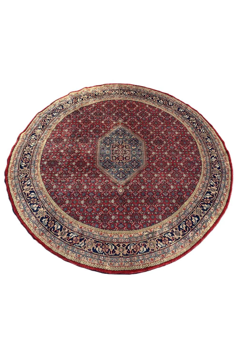 Amazing Hand Knotted Vintage Bijour Round Wool Area Rug 7.9 x 7.9 Ft