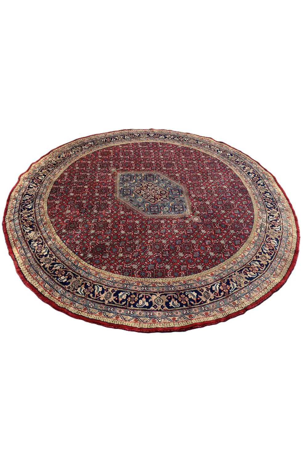 Amazing Hand Knotted Vintage Bijour Round Wool Area Rug 7.9 x 7.9 Ft