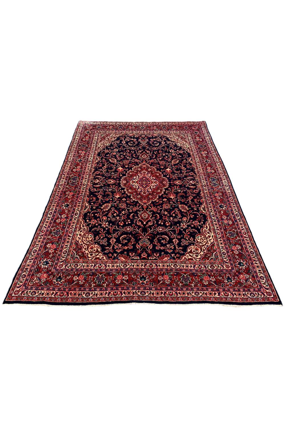 Amazing Hand Knotted Vintage Persian Kashan Wool Area Rug 9.11 x 7.1 Ft