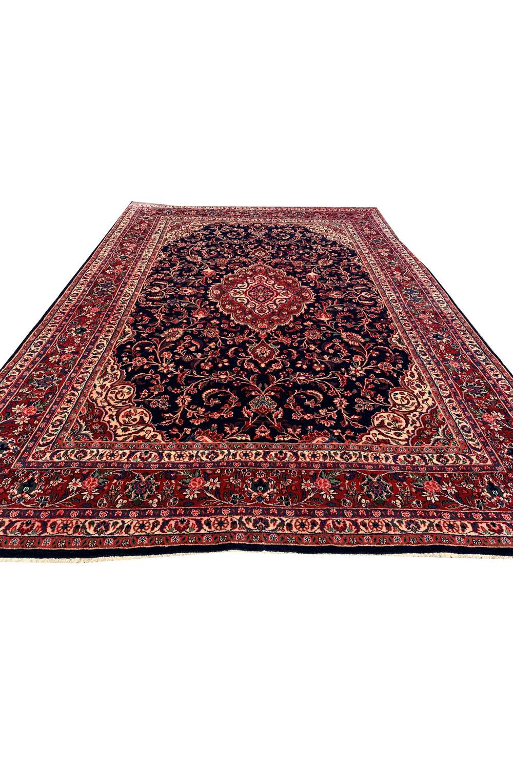 Amazing Hand Knotted Vintage Persian Kashan Wool Area Rug 9.11 x 7.1 Ft