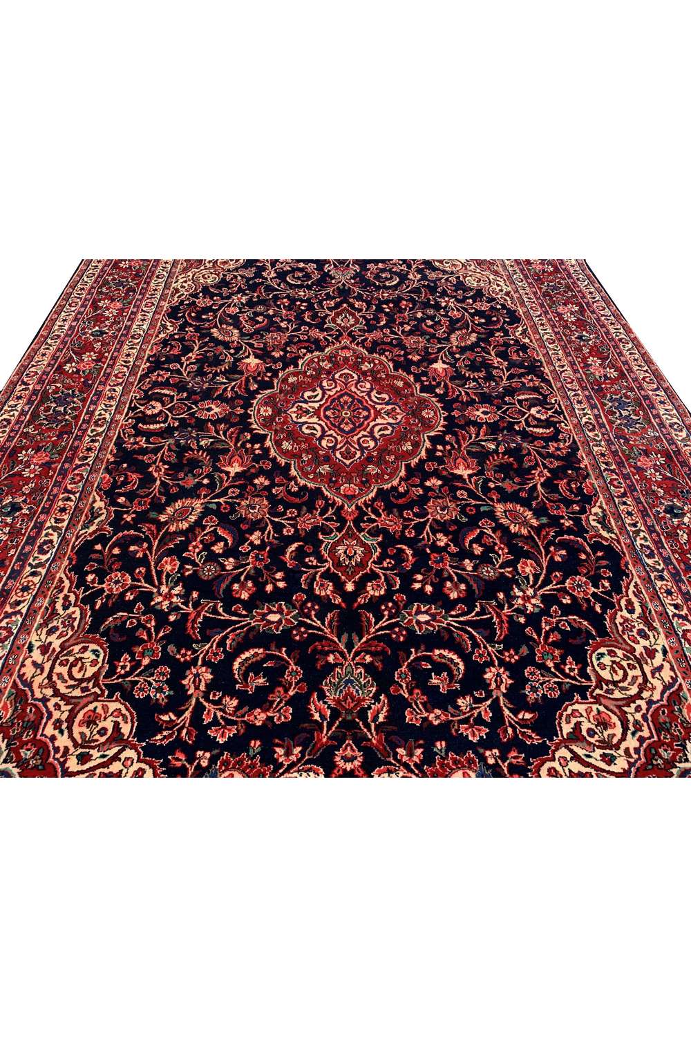 Amazing Hand Knotted Vintage Persian Kashan Wool Area Rug 9.11 x 7.1 Ft