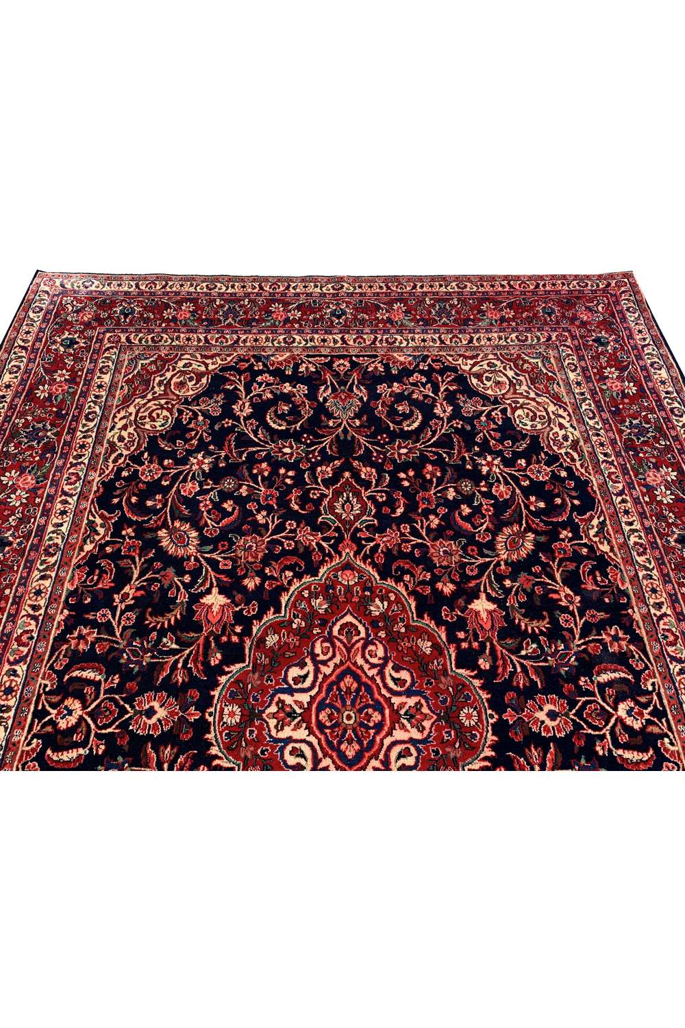 Amazing Hand Knotted Vintage Persian Kashan Wool Area Rug 9.11 x 7.1 Ft