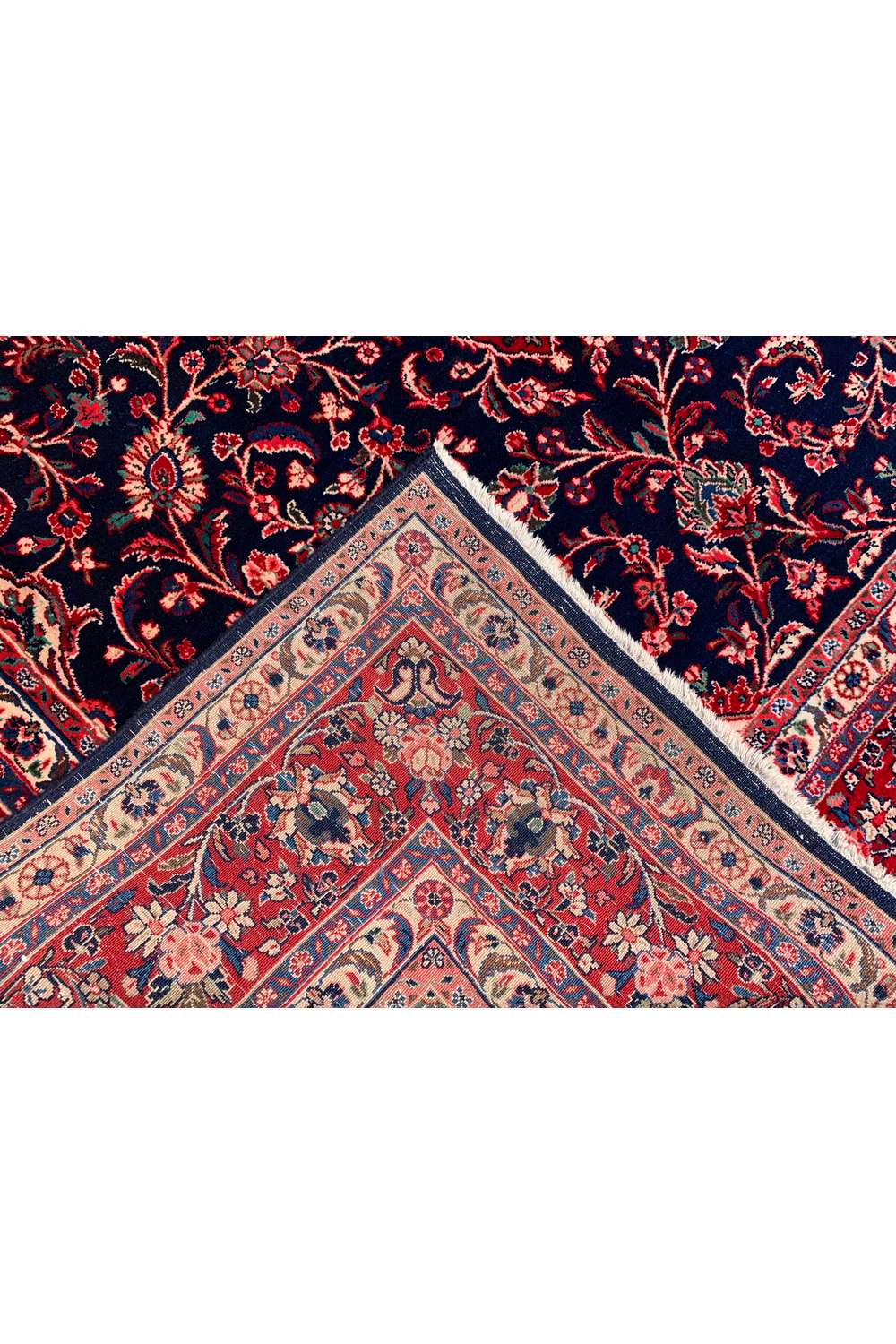Amazing Hand Knotted Vintage Persian Kashan Wool Area Rug 9.11 x 7.1 Ft