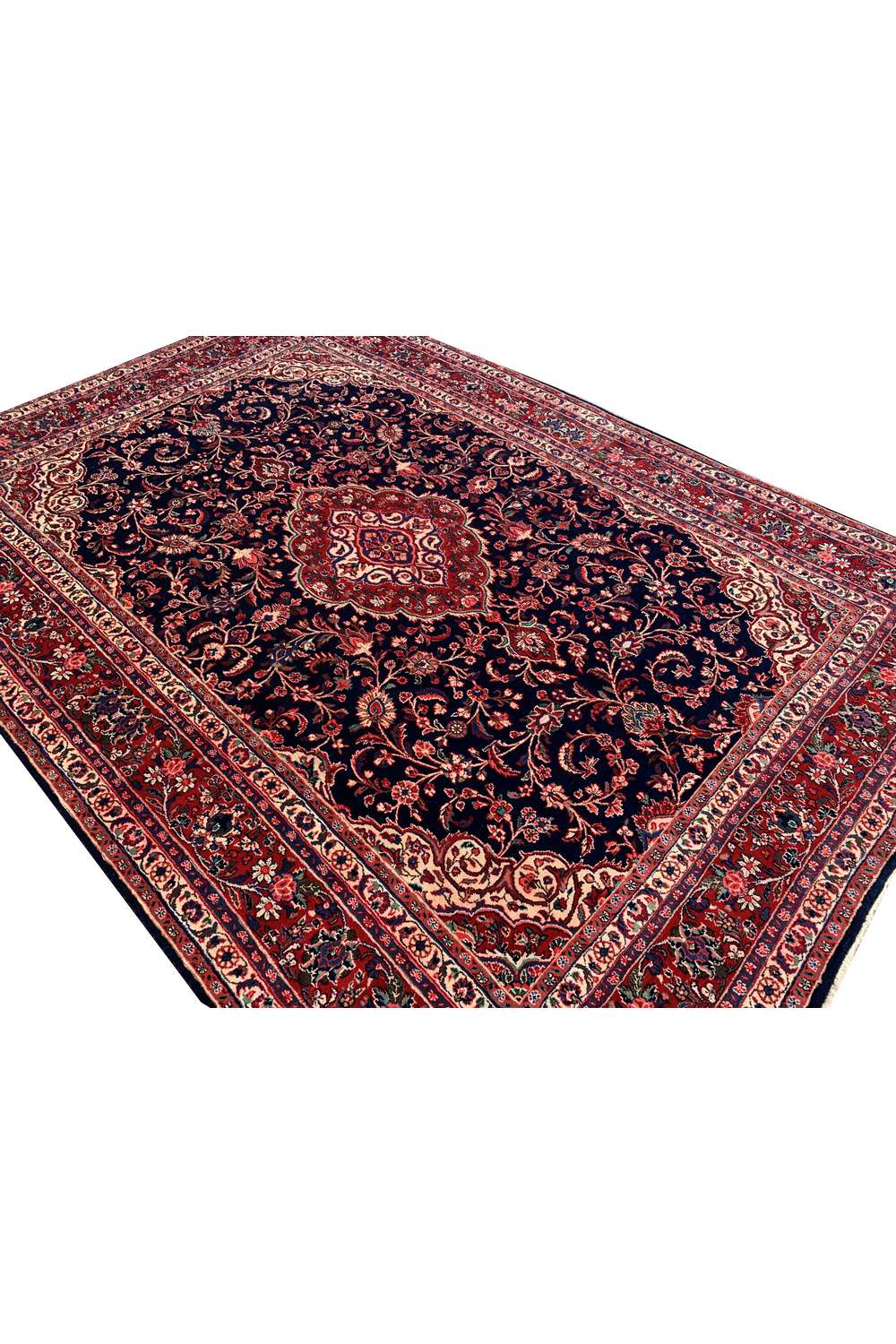 Amazing Hand Knotted Vintage Persian Kashan Wool Area Rug 9.11 x 7.1 Ft