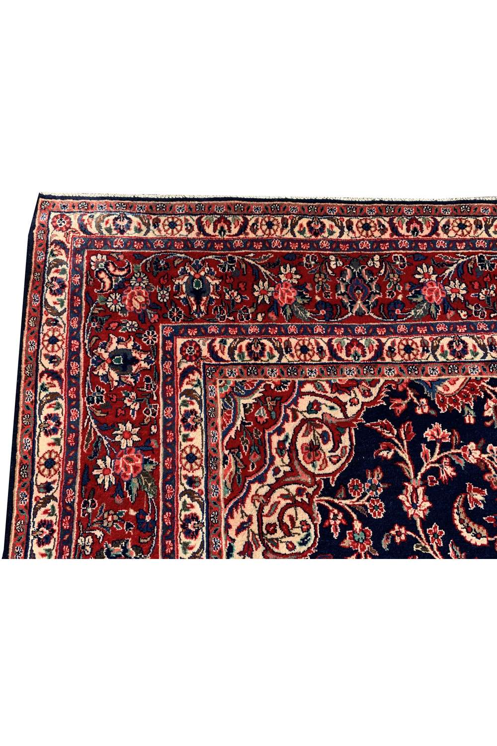 Amazing Hand Knotted Vintage Persian Kashan Wool Area Rug 9.11 x 7.1 Ft