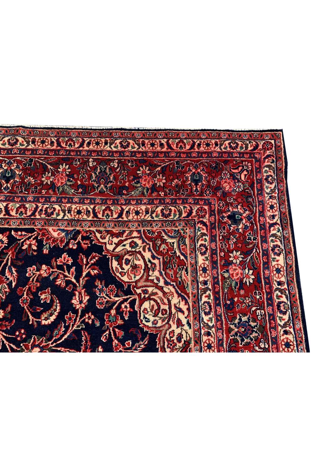 Amazing Hand Knotted Vintage Persian Kashan Wool Area Rug 9.11 x 7.1 Ft