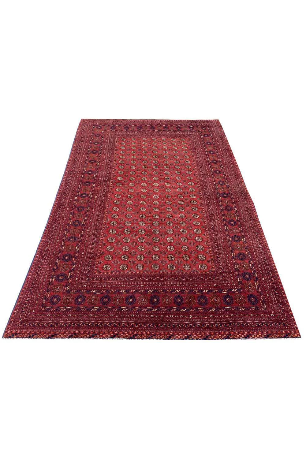 Amazing Hand Knotted Vintage Afghan Turkmen Moori Wool Area Rug 9.11 x 6.7 Ft