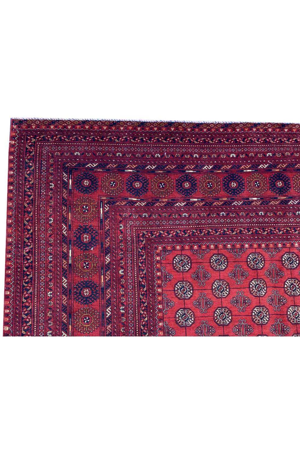 Amazing Hand Knotted Vintage Afghan Turkmen Moori Wool Area Rug 9.11 x 6.7 Ft