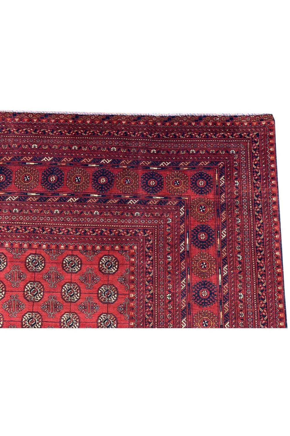 Amazing Hand Knotted Vintage Afghan Turkmen Moori Wool Area Rug 9.11 x 6.7 Ft