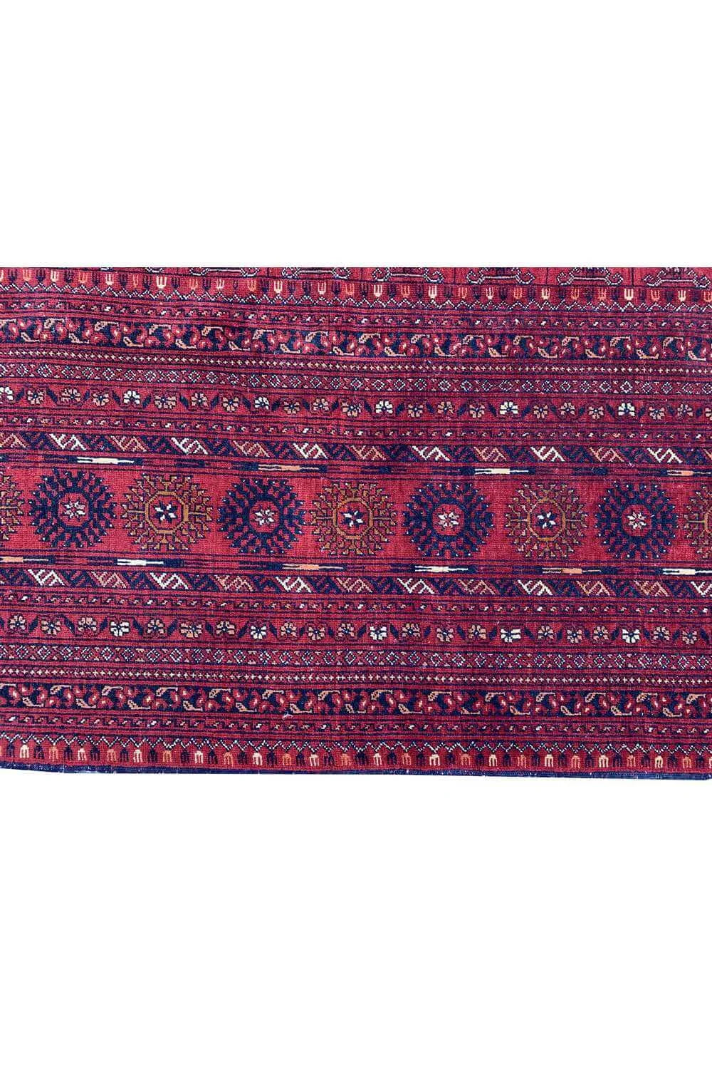 Amazing Hand Knotted Vintage Afghan Turkmen Moori Wool Area Rug 9.11 x 6.7 Ft