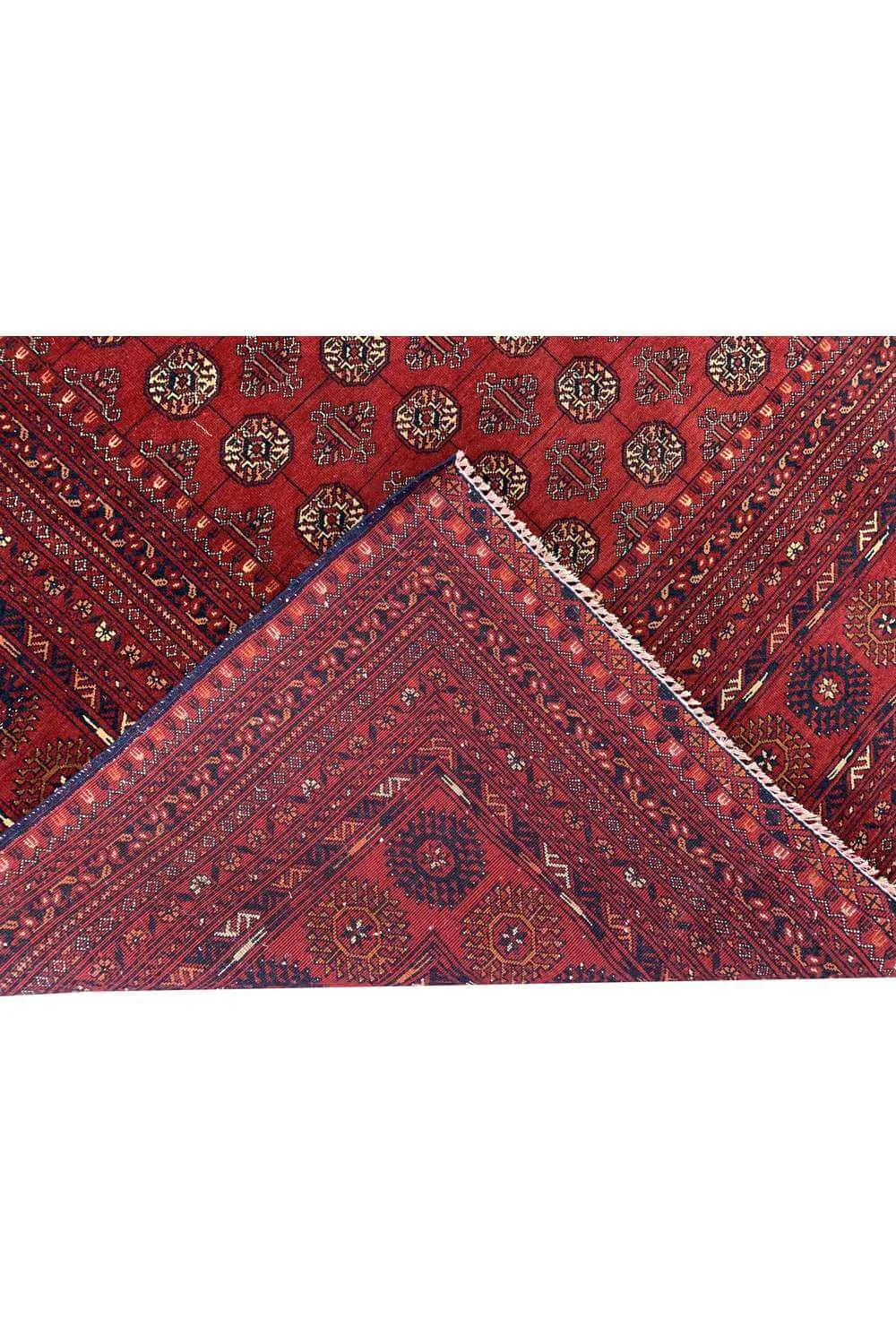 Amazing Hand Knotted Vintage Afghan Turkmen Moori Wool Area Rug 9.11 x 6.7 Ft