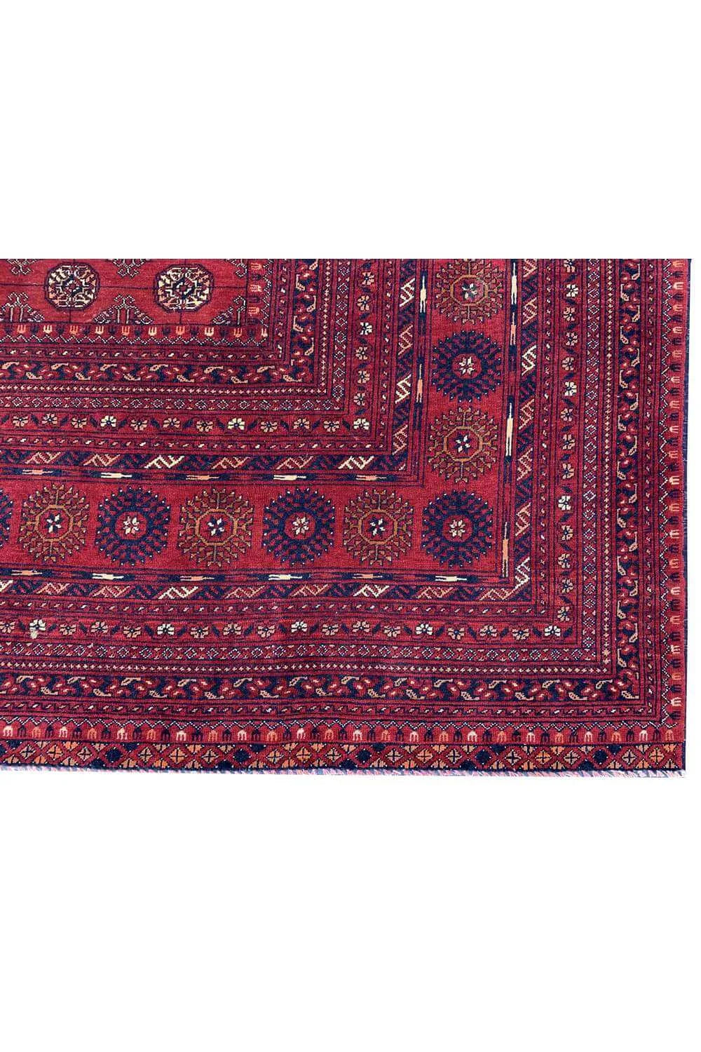 Amazing Hand Knotted Vintage Afghan Turkmen Moori Wool Area Rug 9.11 x 6.7 Ft