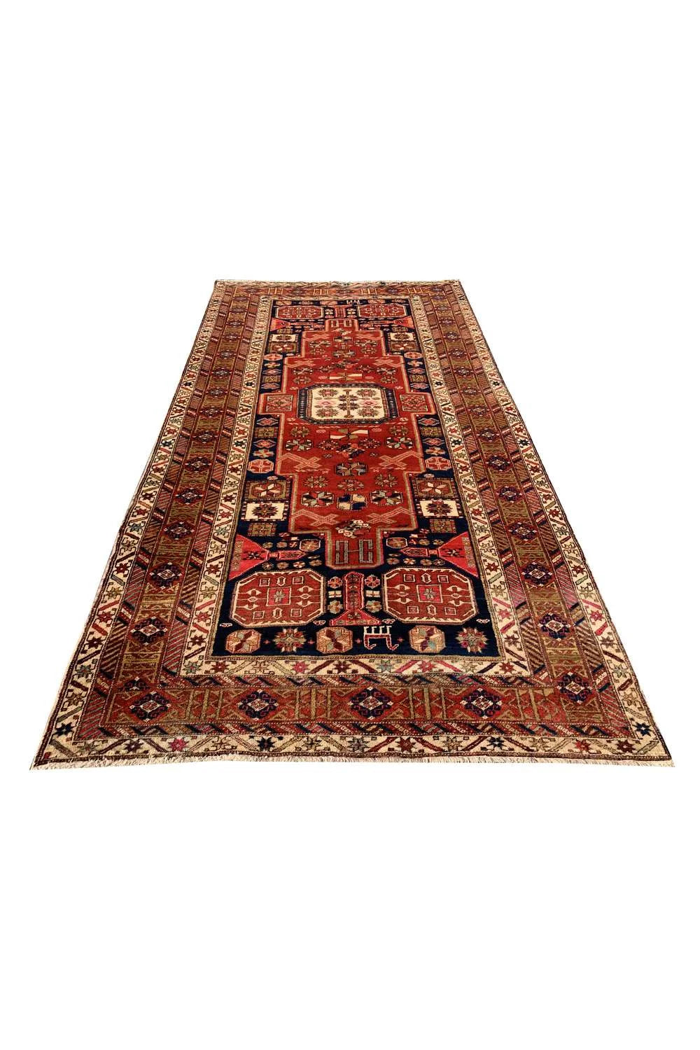 Amazing Hand Knotted Vintage Hareez Pictorial Wool Area Runner Rug 9.3 x 4.9 Ft