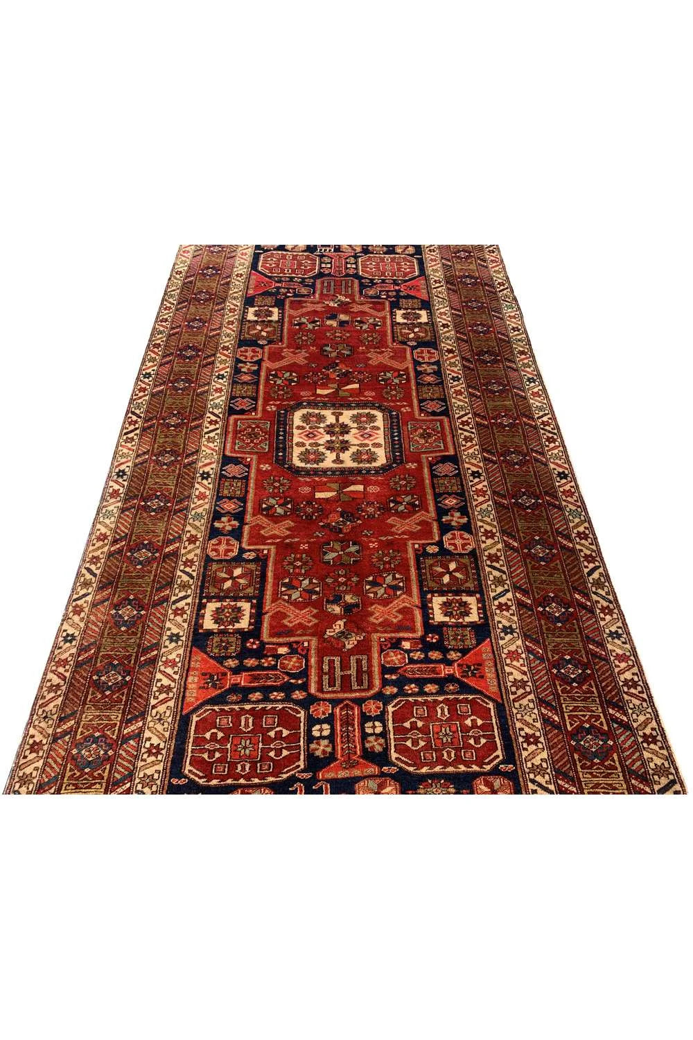 Amazing Hand Knotted Vintage Hareez Pictorial Wool Area Runner Rug 9.3 x 4.9 Ft