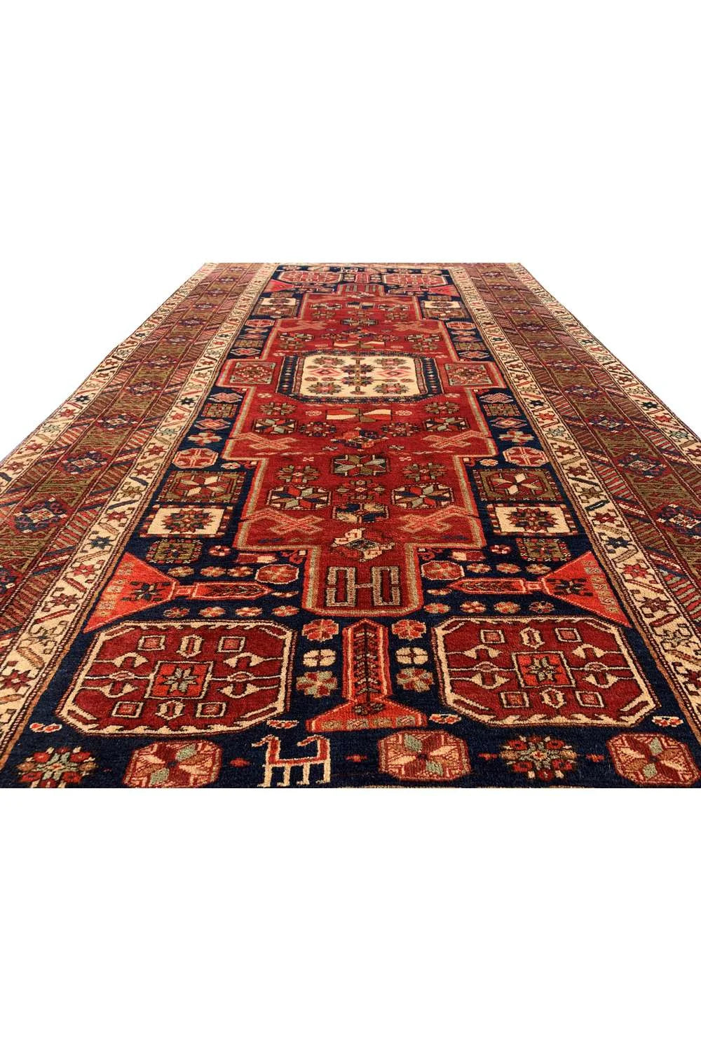 Amazing Hand Knotted Vintage Hareez Pictorial Wool Area Runner Rug 9.3 x 4.9 Ft