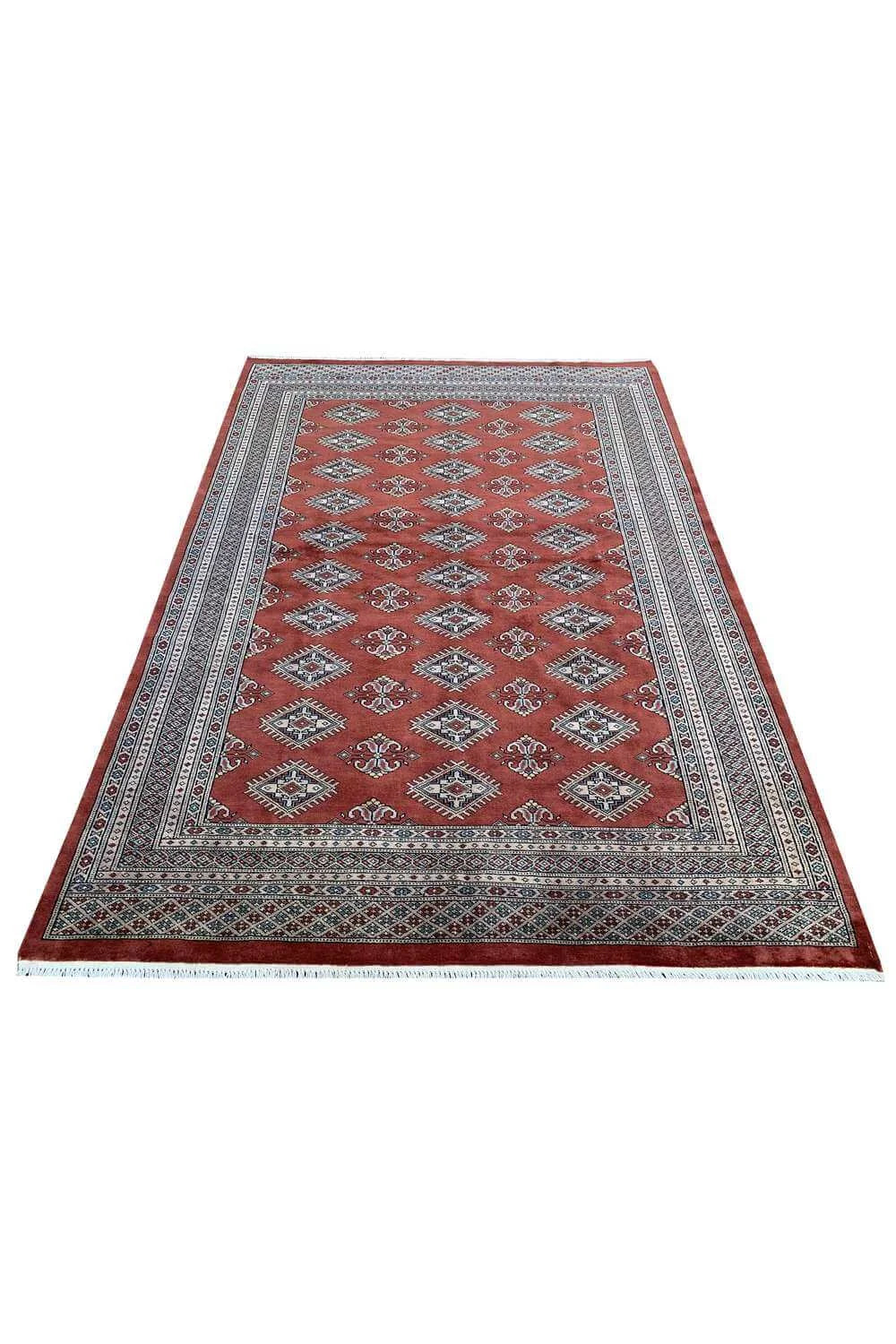 Authentic Hand Knotted Vintage Pakistani Bokhara Jhaldar Wool Area Rug 7.10 x 5.7 Ft