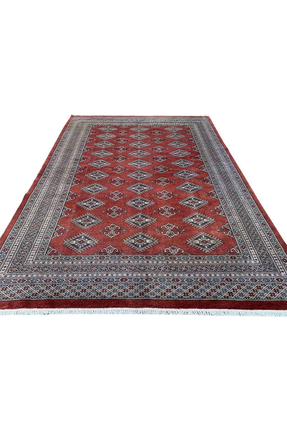 Authentic Hand Knotted Vintage Pakistani Bokhara Jhaldar Wool Area Rug 7.10 x 5.7 Ft