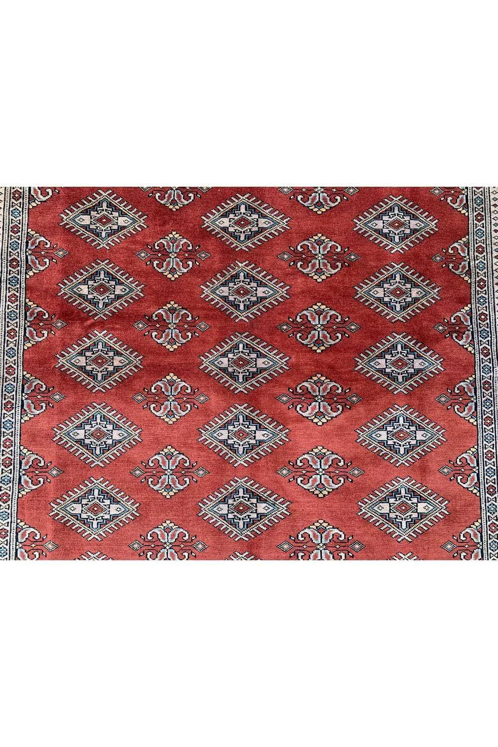 Authentic Hand Knotted Vintage Pakistani Bokhara Jhaldar Wool Area Rug 7.10 x 5.7 Ft