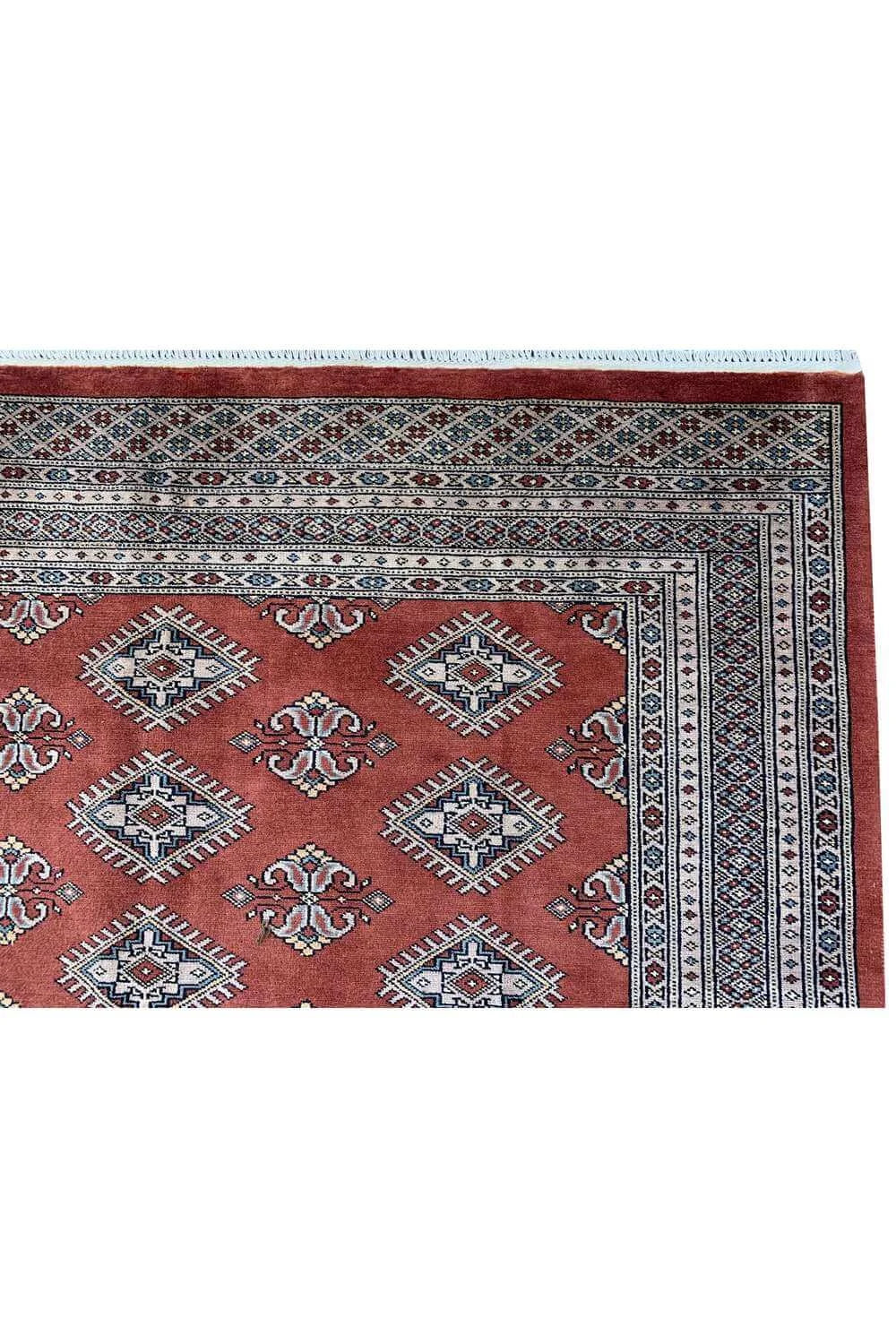 Authentic Hand Knotted Vintage Pakistani Bokhara Jhaldar Wool Area Rug 7.10 x 5.7 Ft
