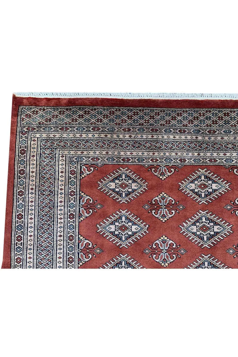 Authentic Hand Knotted Vintage Pakistani Bokhara Jhaldar Wool Area Rug 7.10 x 5.7 Ft