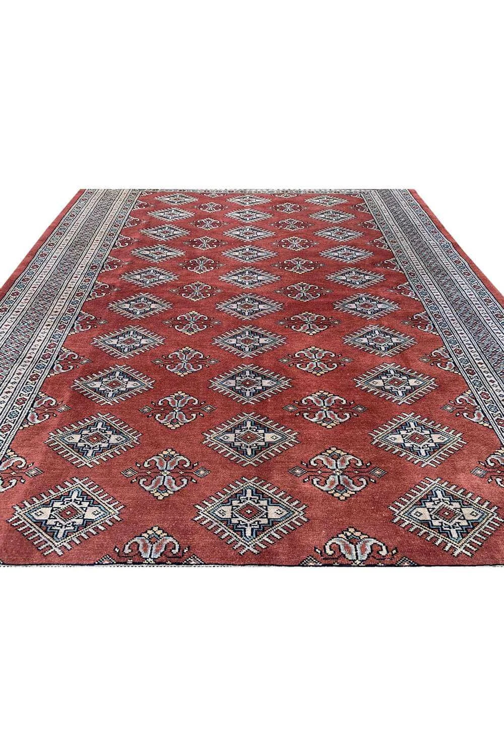 Authentic Hand Knotted Vintage Pakistani Bokhara Jhaldar Wool Area Rug 7.10 x 5.7 Ft