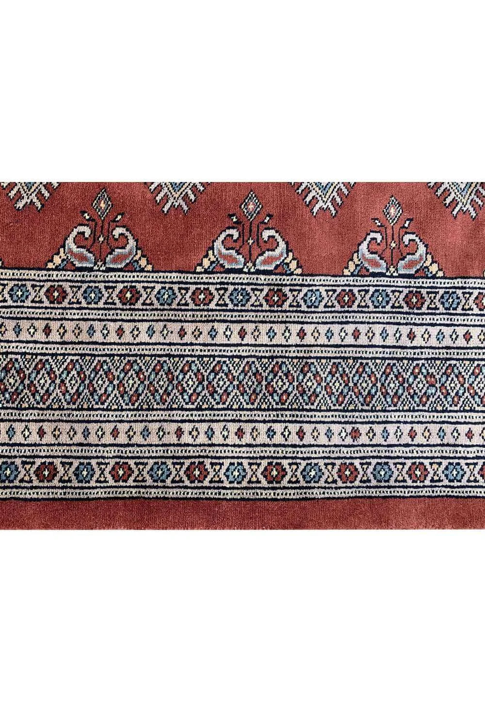 Authentic Hand Knotted Vintage Pakistani Bokhara Jhaldar Wool Area Rug 7.10 x 5.7 Ft