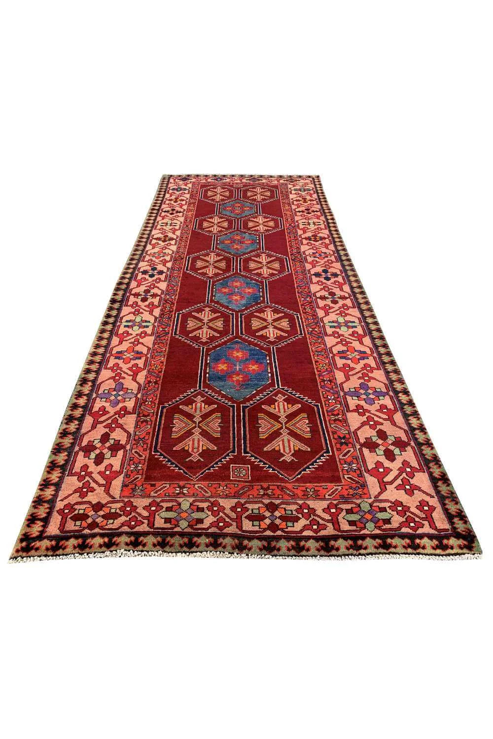 Amazing Hand Knotted Vintage Baghtiyaar Wool Area Runner Rug 10.10 x 4.3 Ft