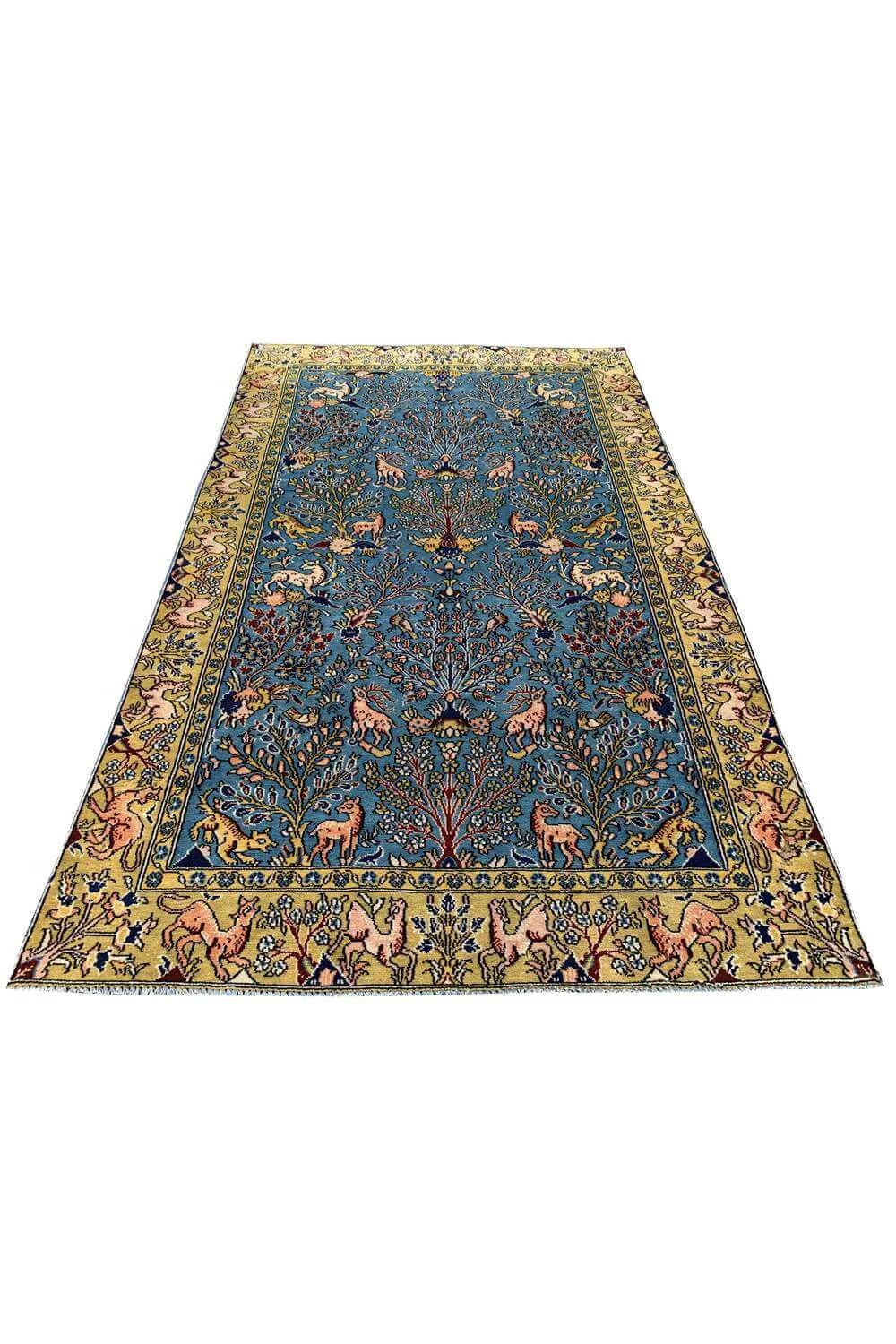 Amazing Hand Knotted Vintage Qashmour Tree Of Life Pictorial Wool Area Rug 6.4 x 3.11 Ft