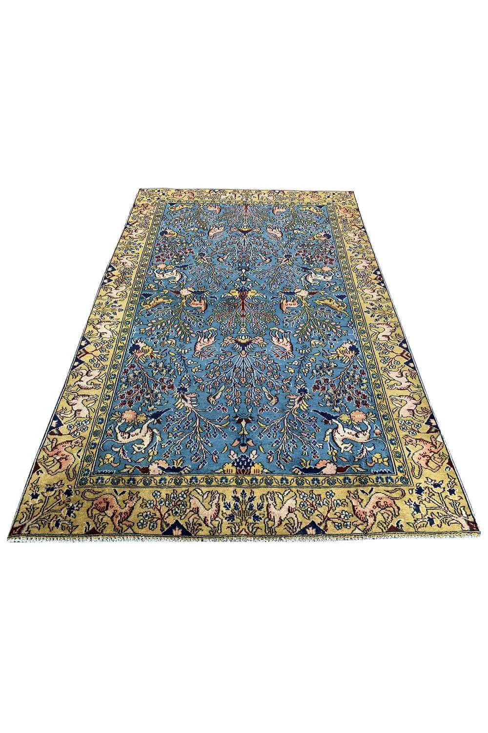 Amazing Hand Knotted Vintage Qashmour Tree Of Life Pictorial Wool Area Rug 6.4 x 3.11 Ft