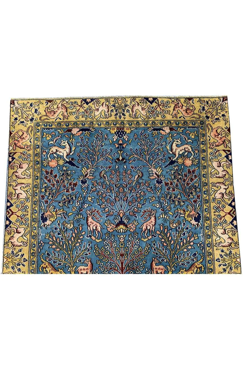Amazing Hand Knotted Vintage Qashmour Tree Of Life Pictorial Wool Area Rug 6.4 x 3.11 Ft
