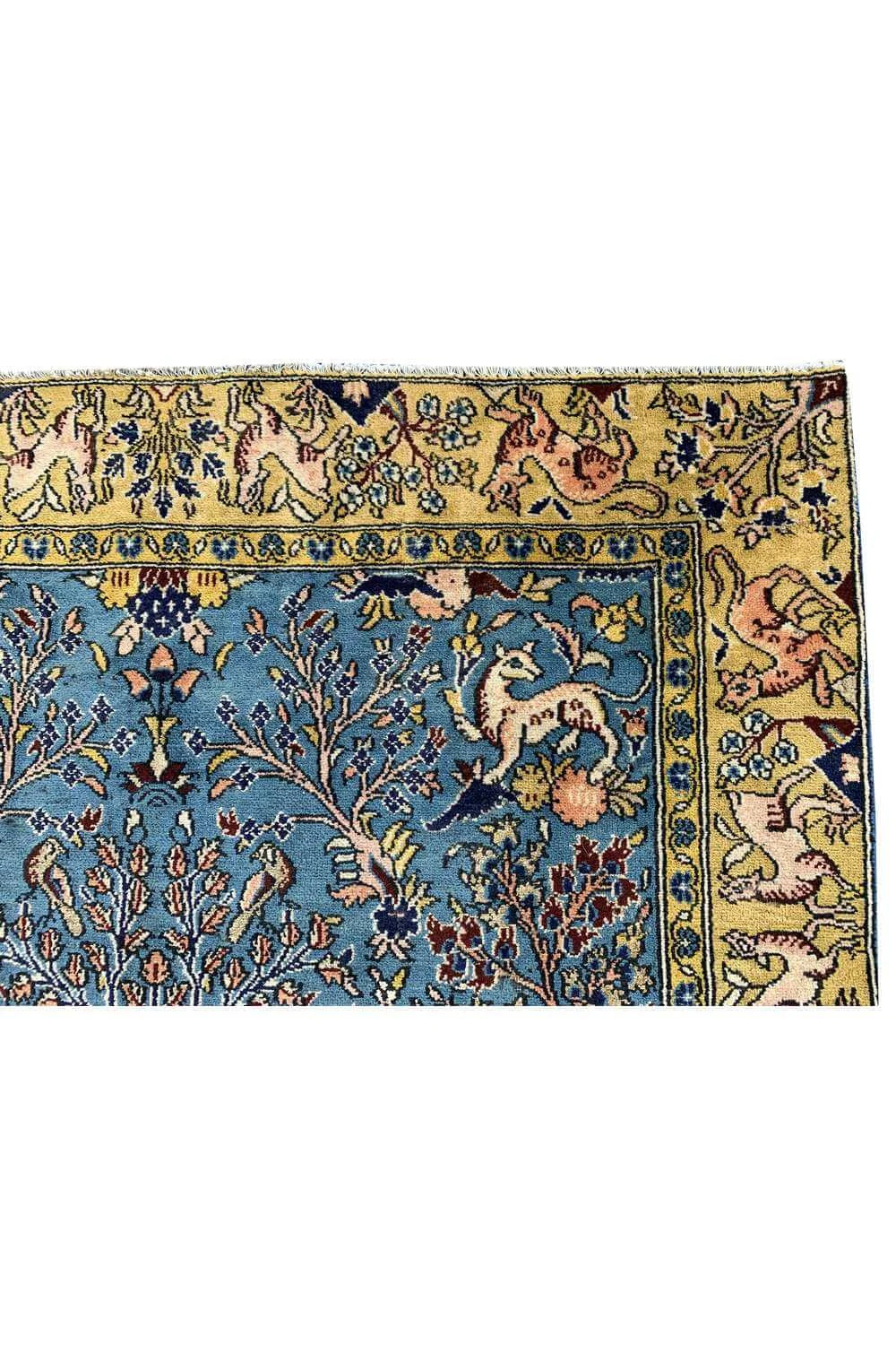 Amazing Hand Knotted Vintage Qashmour Tree Of Life Pictorial Wool Area Rug 6.4 x 3.11 Ft