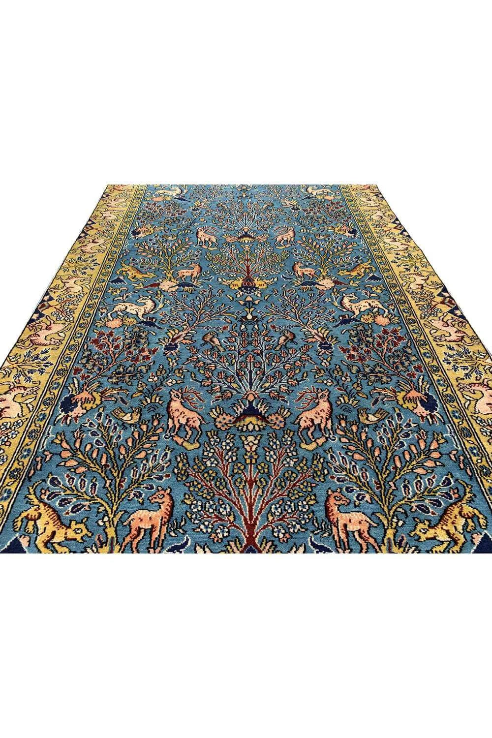 Amazing Hand Knotted Vintage Qashmour Tree Of Life Pictorial Wool Area Rug 6.4 x 3.11 Ft