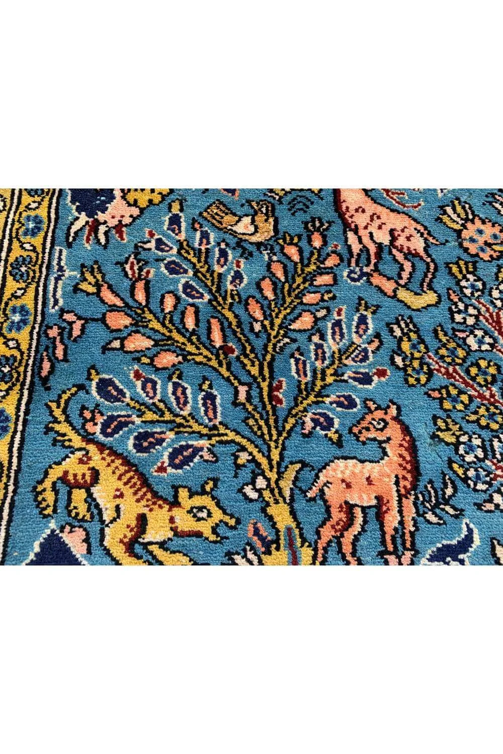 Amazing Hand Knotted Vintage Qashmour Tree Of Life Pictorial Wool Area Rug 6.4 x 3.11 Ft