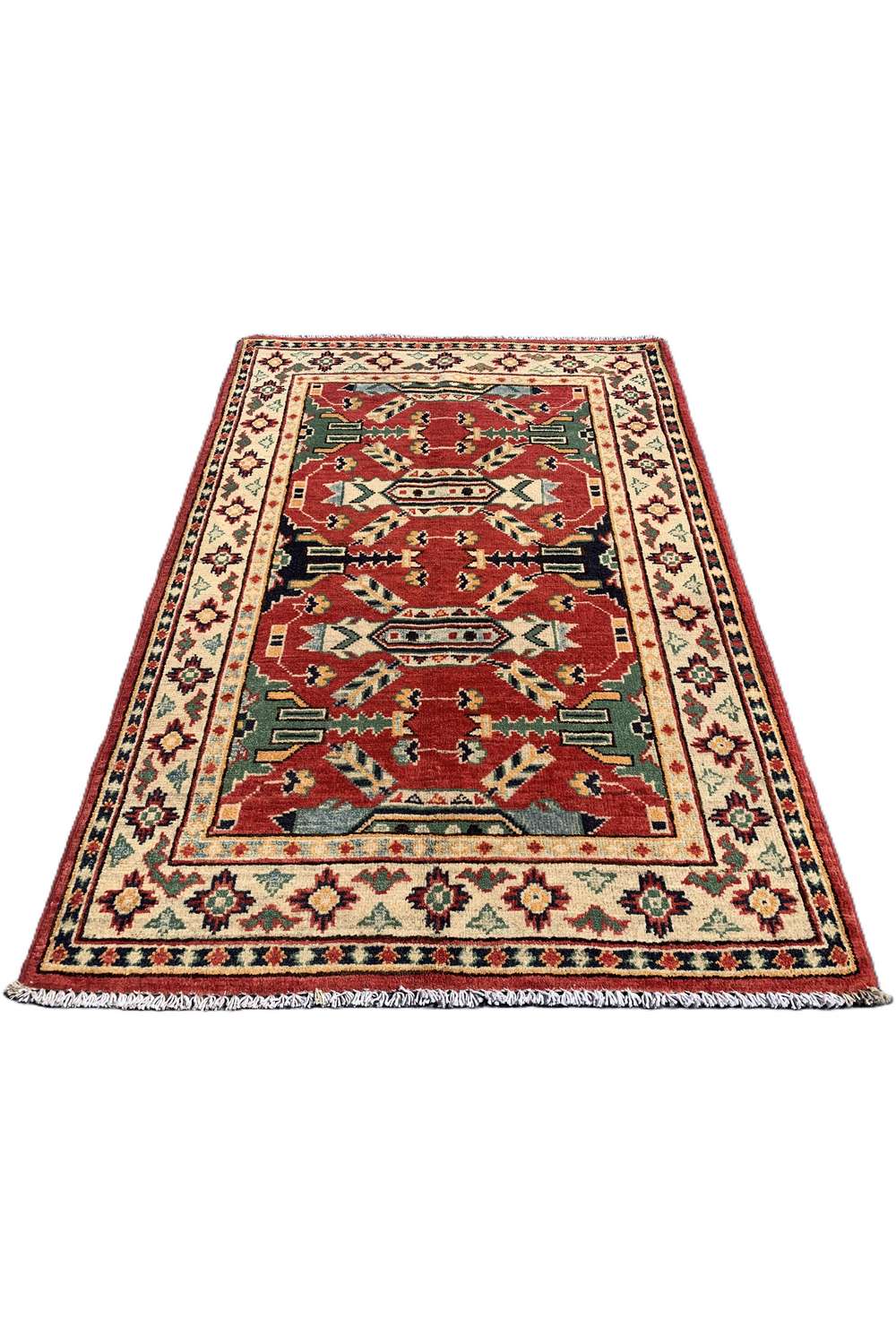 Amazing Hand Knotted Afghan Kazak Wool Area Rug 4.2 x 2.9 Ft