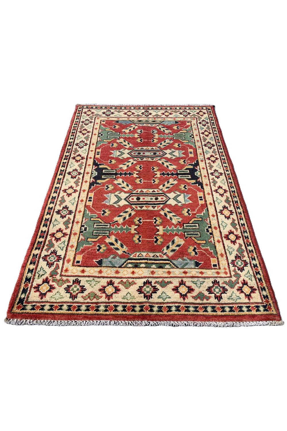 Amazing Hand Knotted Afghan Kazak Wool Area Rug 4.2 x 2.9 Ft
