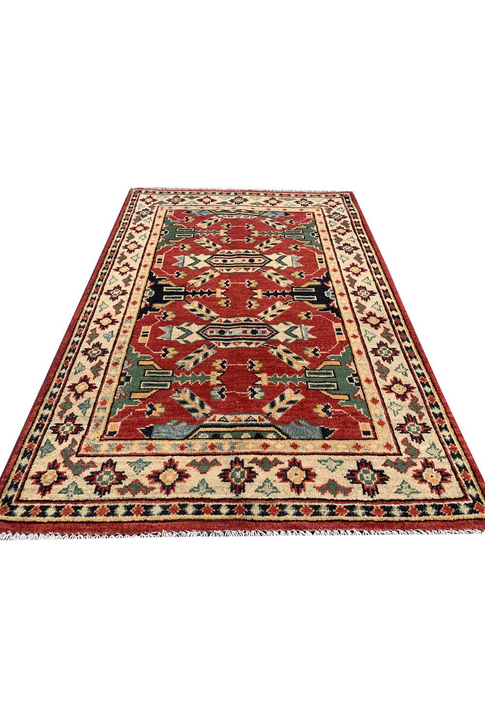 Amazing Hand Knotted Afghan Kazak Wool Area Rug 4.2 x 2.9 Ft