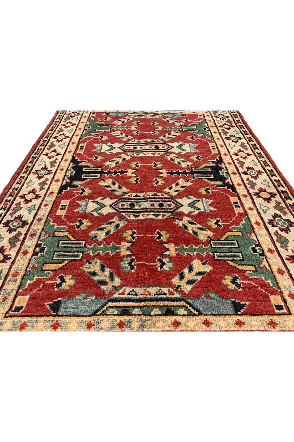 Amazing Hand Knotted Afghan Kazak Wool Area Rug 4.2 x 2.9 Ft