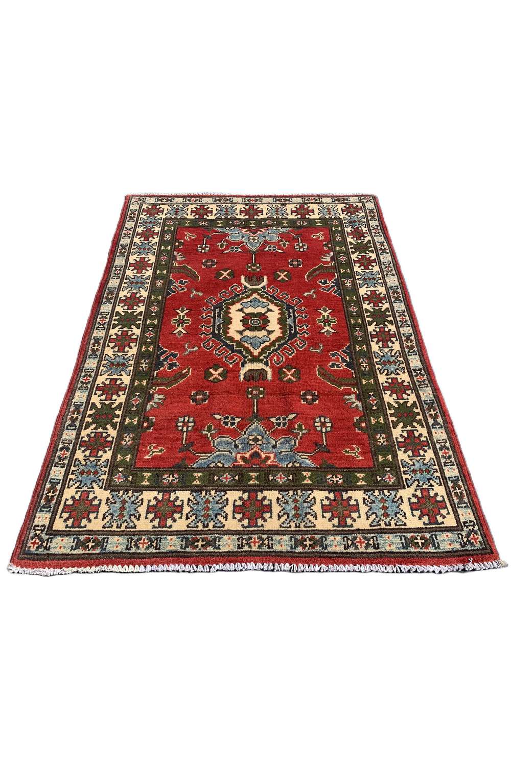 Amazing Hand Knotted Afghan Kazak Wool Area Rug 4.1 x 2.10 Ft