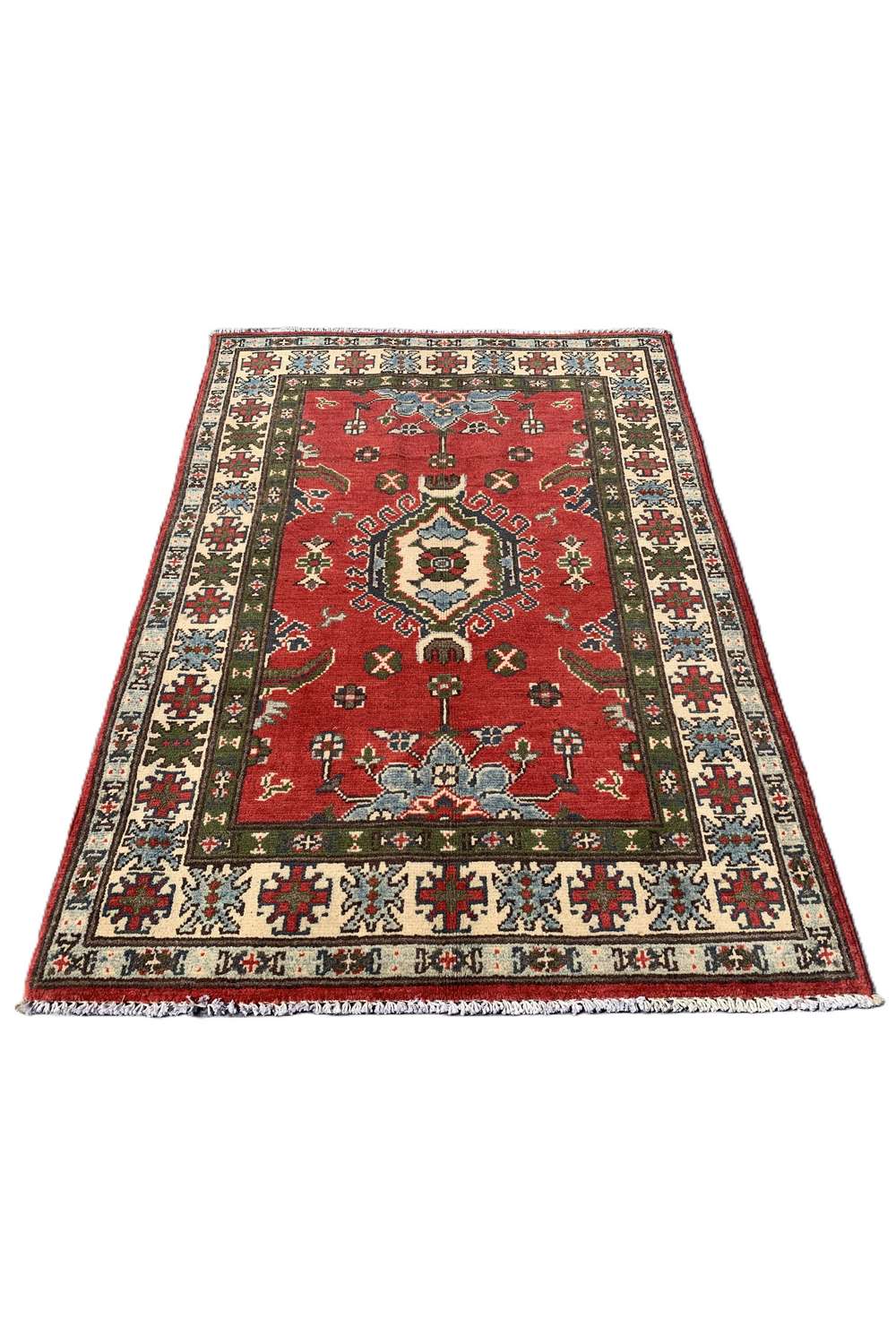 Amazing Hand Knotted Afghan Kazak Wool Area Rug 4.1 x 2.10 Ft