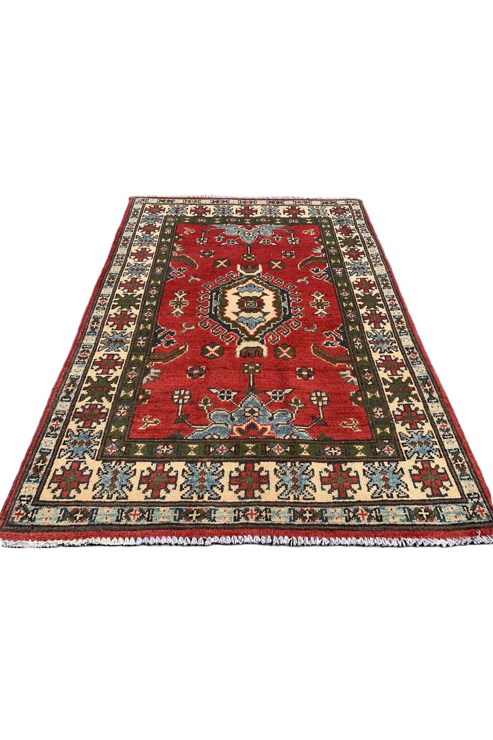Amazing Hand Knotted Afghan Kazak Wool Area Rug 4.1 x 2.10 Ft
