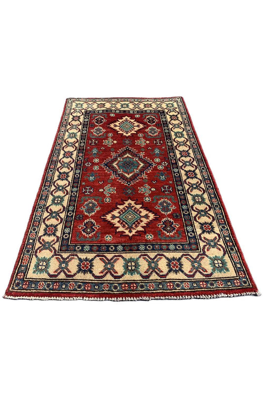 Amazing Hand Knotted Afghan Kazak Wool Area Rug 4.2 x 2.7 Ft