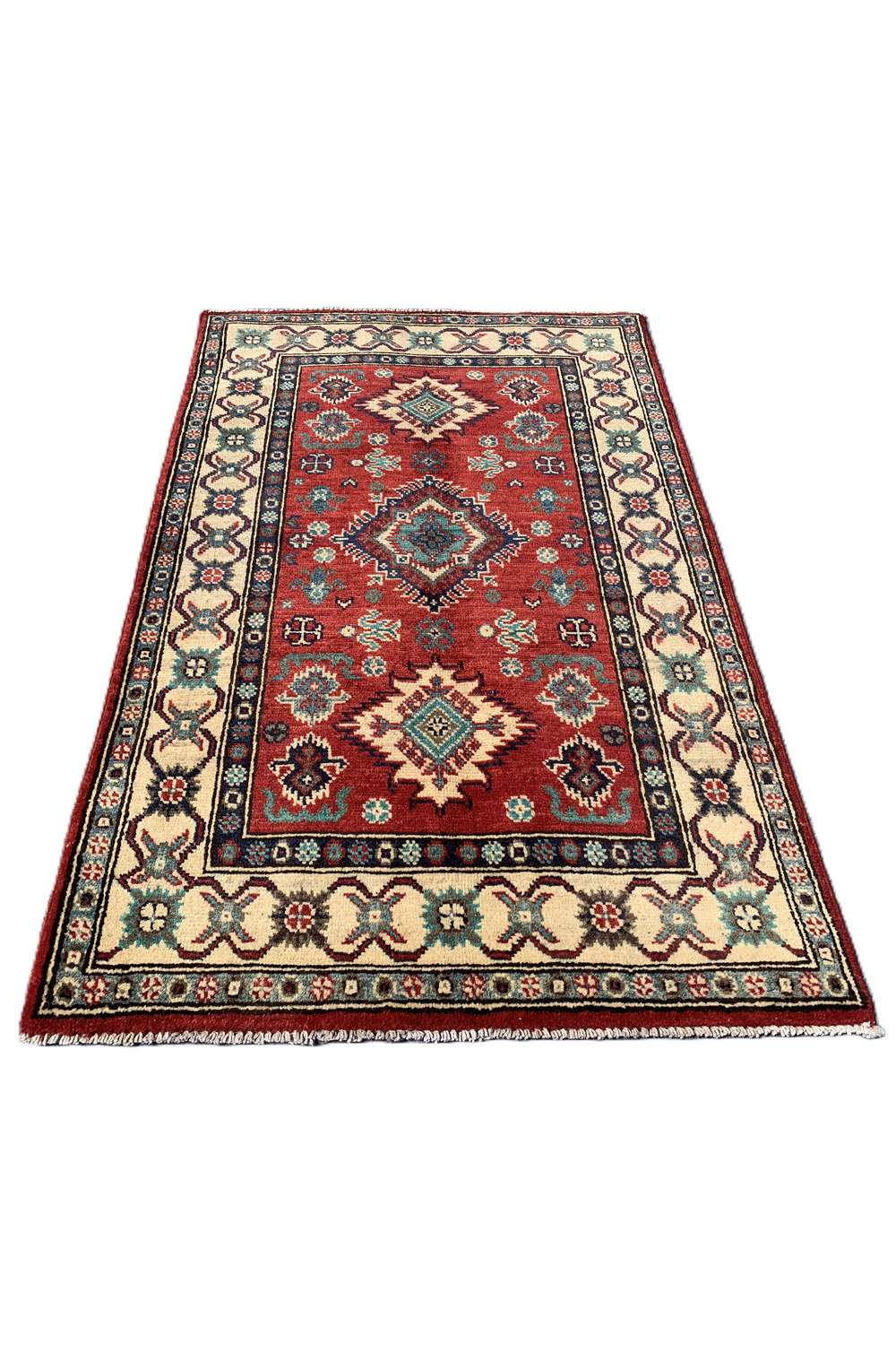 Amazing Hand Knotted Afghan Kazak Wool Area Rug 4.2 x 2.7 Ft