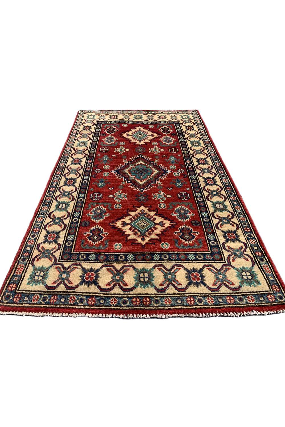 Amazing Hand Knotted Afghan Kazak Wool Area Rug 4.2 x 2.7 Ft