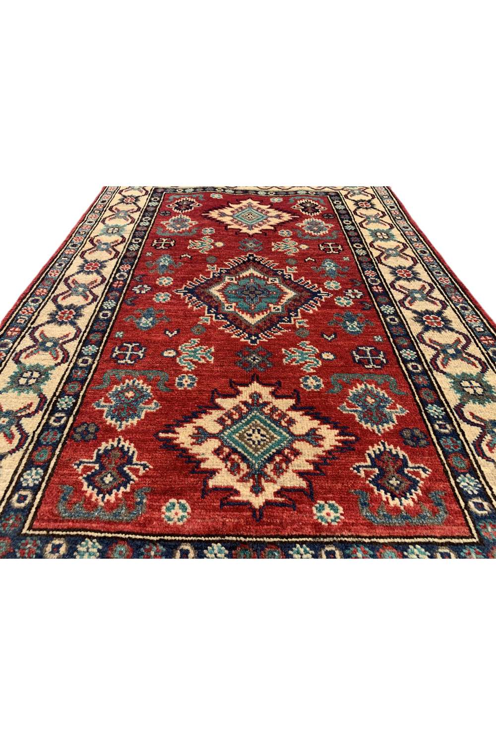Amazing Hand Knotted Afghan Kazak Wool Area Rug 4.2 x 2.7 Ft