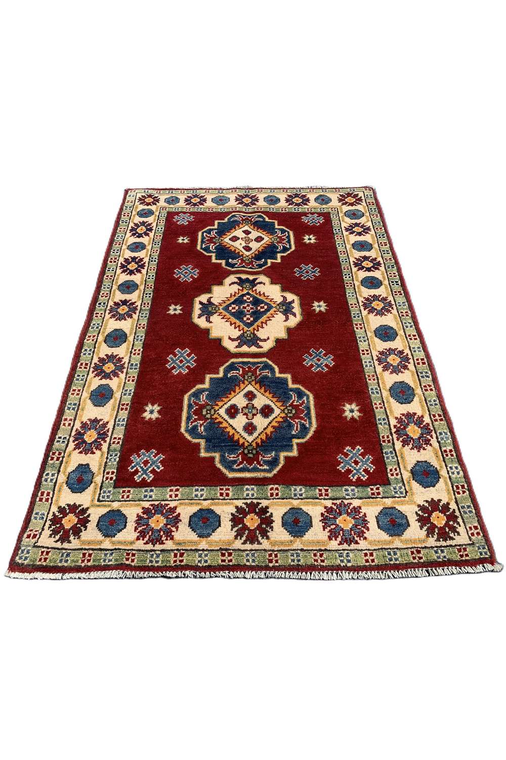 Amazing Hand Knotted Afghan Kazak Wool Area Rug 4.2 x 2.10 Ft